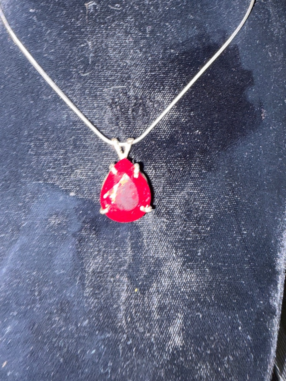 Ruby Pendant with Sterling Silver Chain